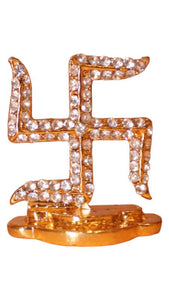 Hindu Religious Symbol Swastik Idol for Home,Car,Office(1.5cm x1.3cm x0.5cm)Gold