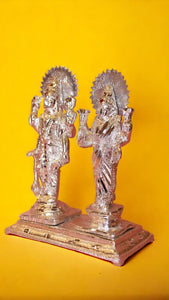 Lord Vishnu Laxmi Sculpture Decorative (7cm x 5.5cm x 3cm) Silver