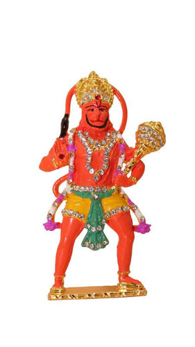 Lord Bahubali Hanuman Idol Bajrang Bali Murti (3.8cm x 2cm x 0.5cm) Orange
