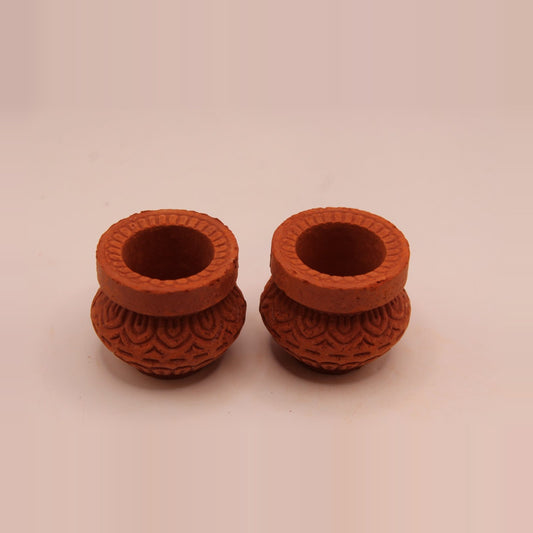 Matki style clay diya, pack of 2