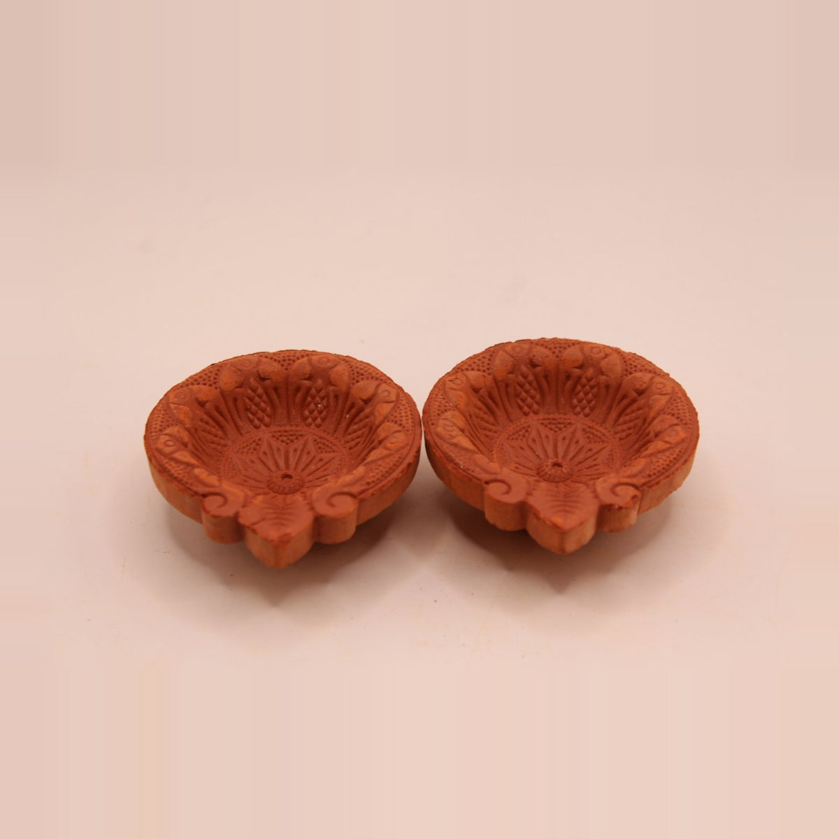 One Face Floral clay diya 2.5 inch, pack of 2