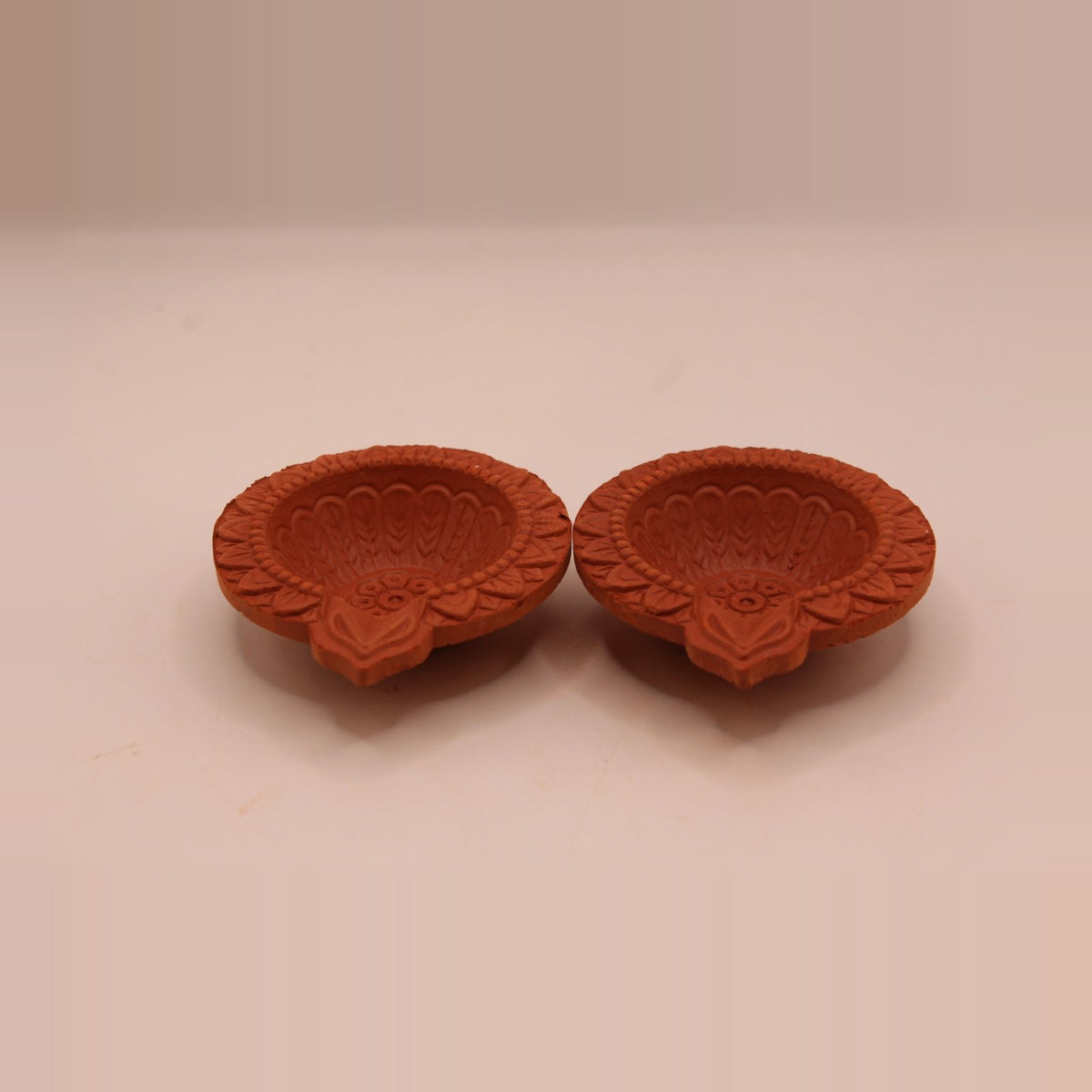 One Face Floral clay diya 3 inch, pack of 2