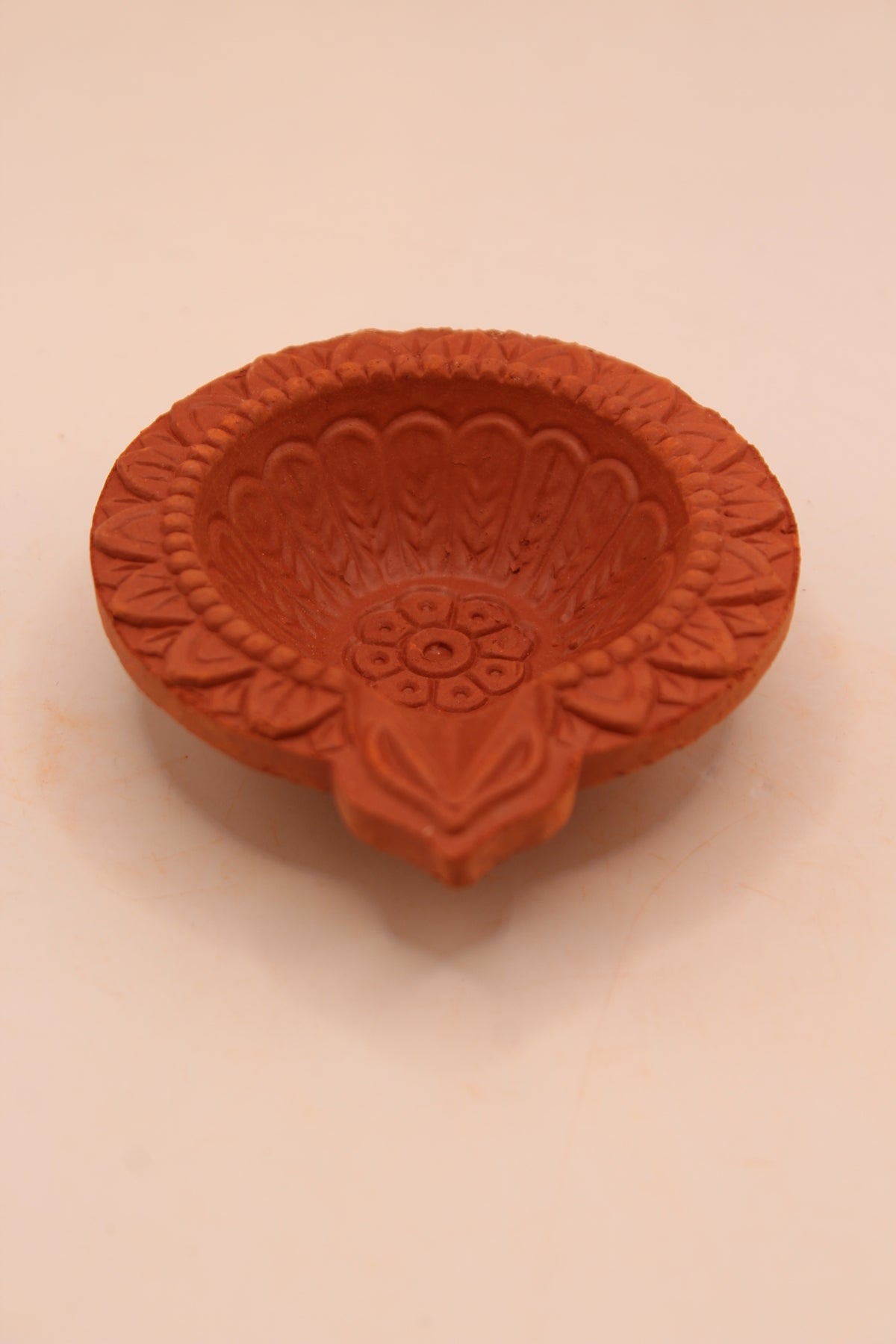 One Face Floral clay diya, right