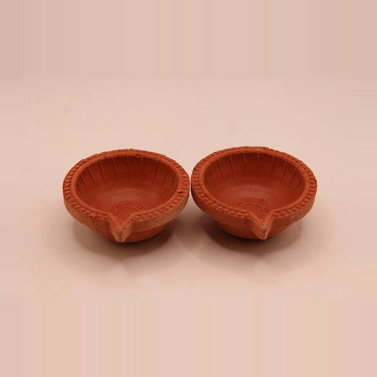 Lined clay diya, pack of 2