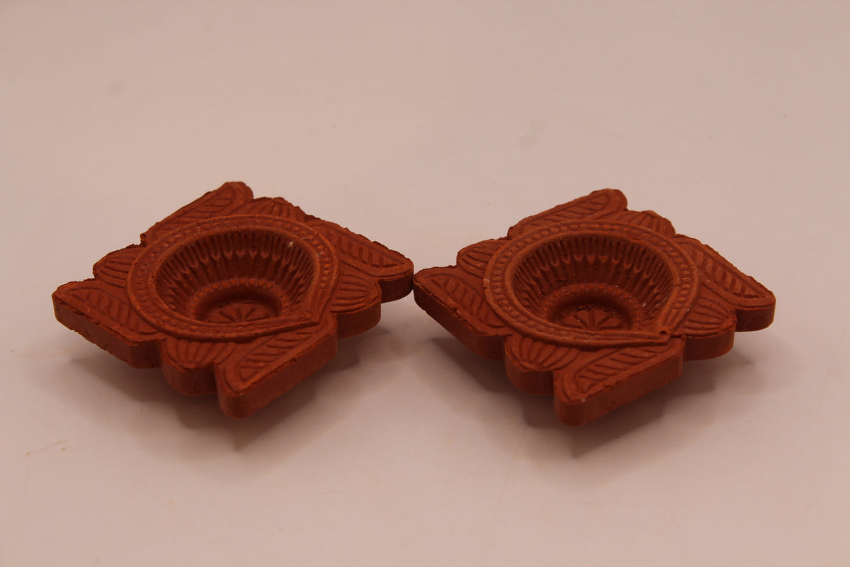 Sathiya Face Square clay diya, back