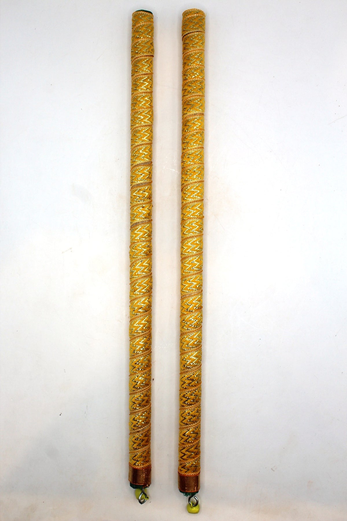 Dandiya Sticks – Multicolour and Gold Ribbon Style, Pair, 15 inch