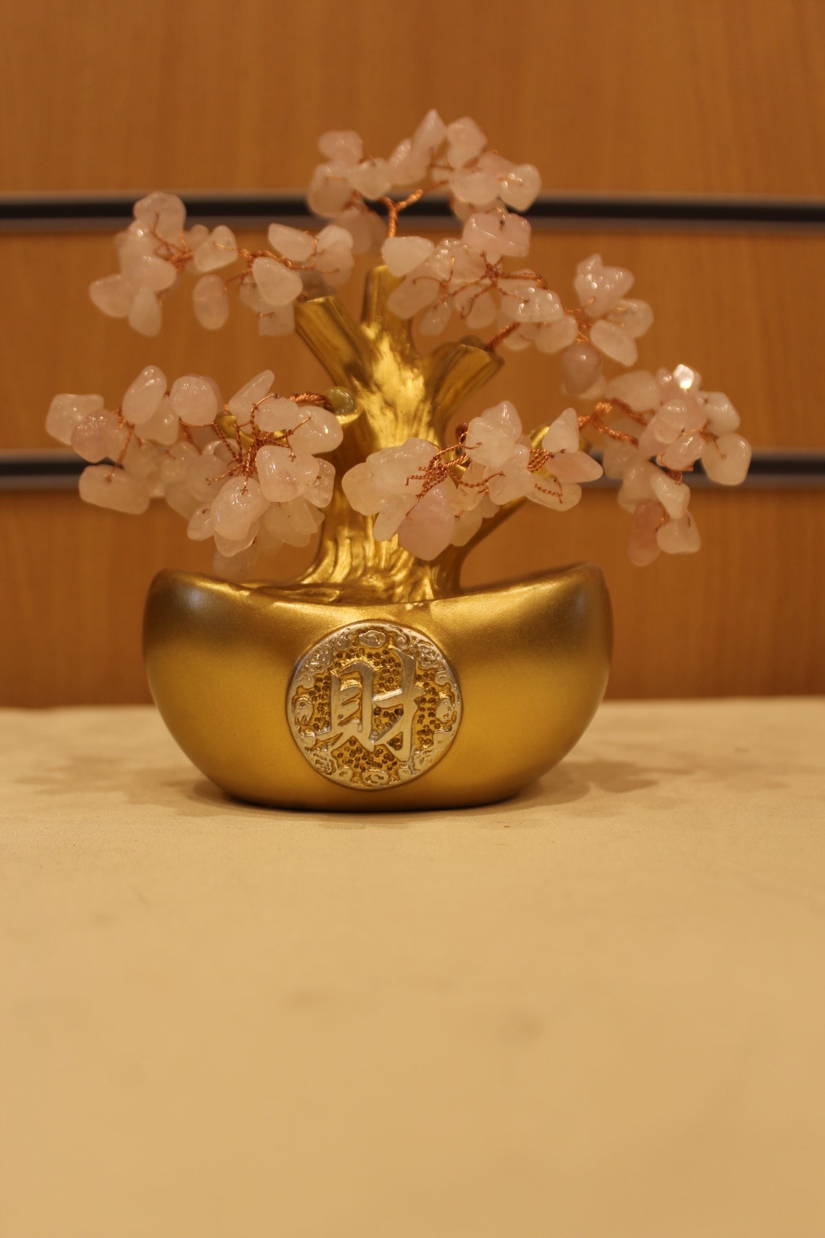 Crystal Money Tree for Vastu – Pink stones – front view