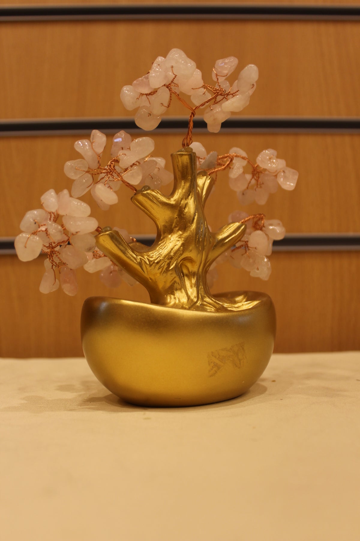 Crystal Money Tree for Vastu – Pink stones – back view