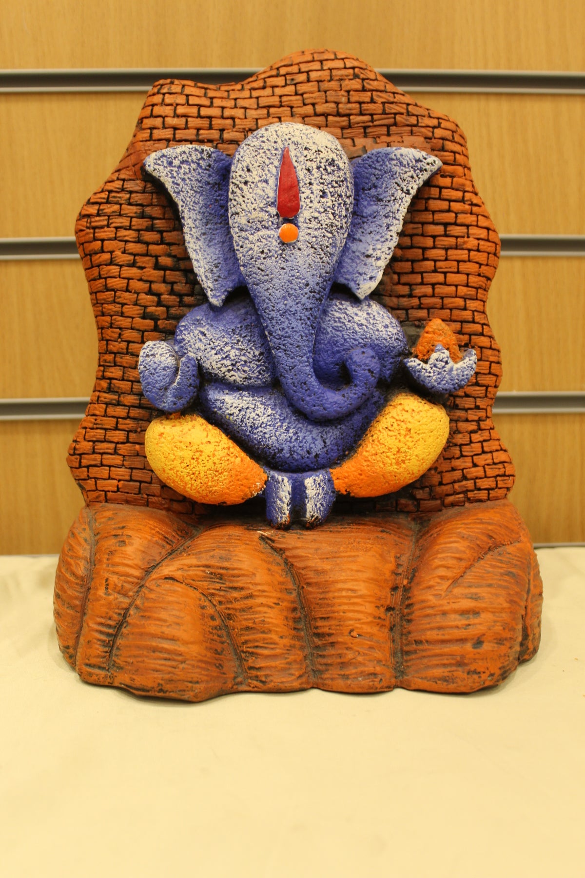 Ganesh Gift Statue – Blue Ganesh in Brick Arch, Resin/Fibre, 11 inch – front view