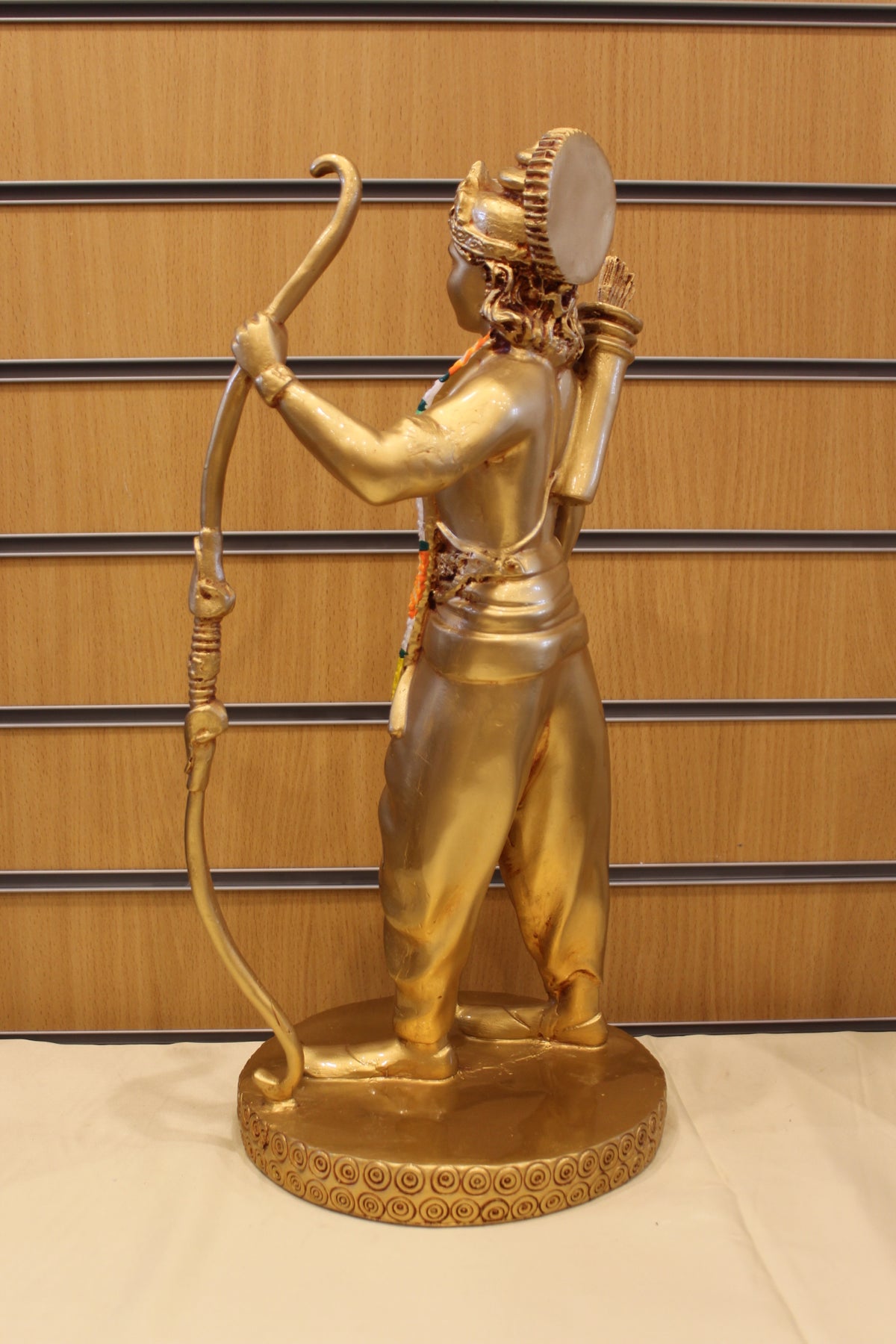 Resin/Fibre Shri Ram Statue for Home Temple – Gold Finish with Bow, 20 inch – back view