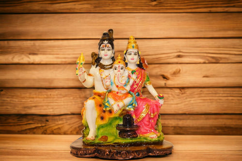 Shiva Parvati Shiv Parivar Shankar Bhagwan Ganesh Family Murti Idol Multicolor