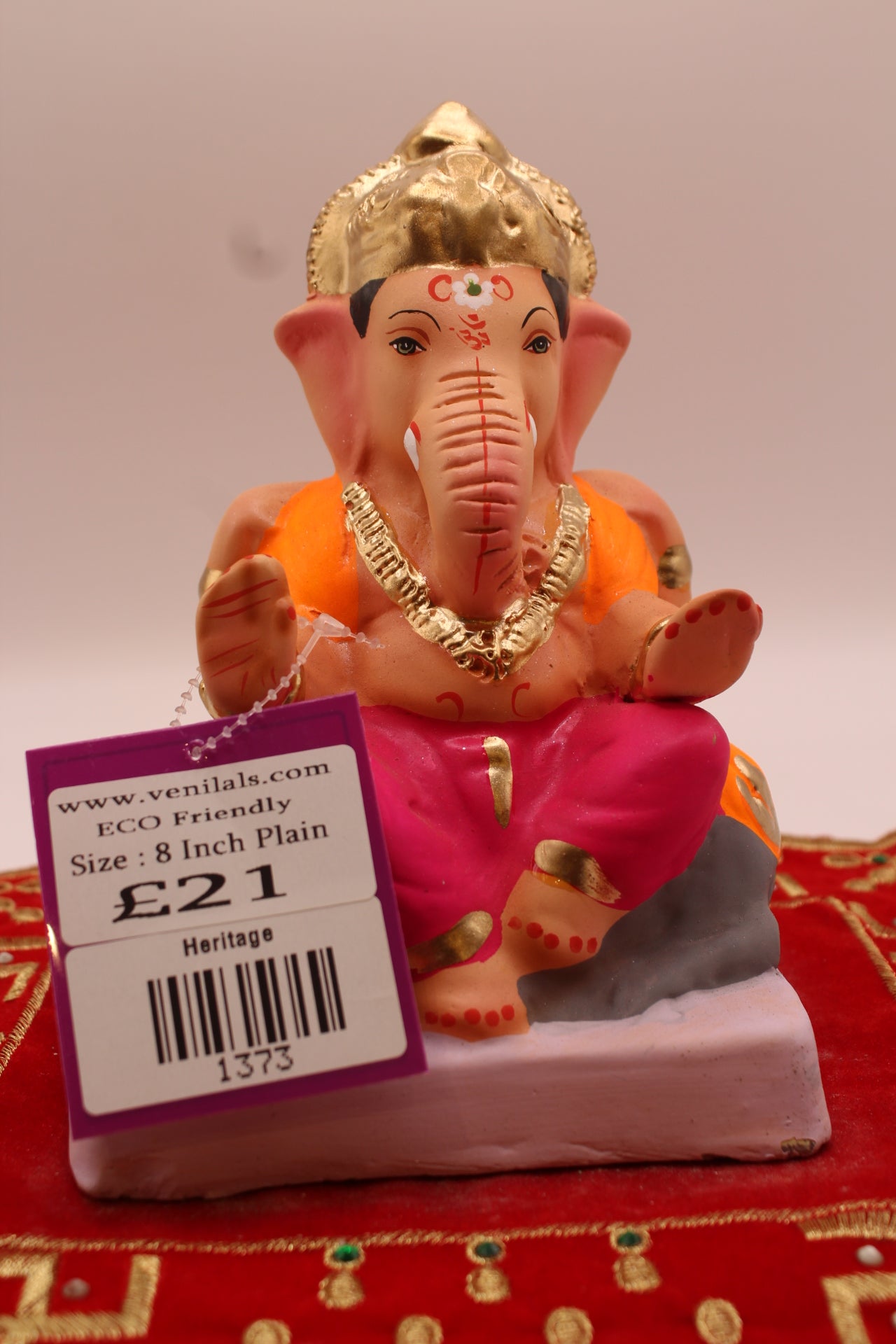 6 inch eco-friendly Ganesh idol riding the mushak, front