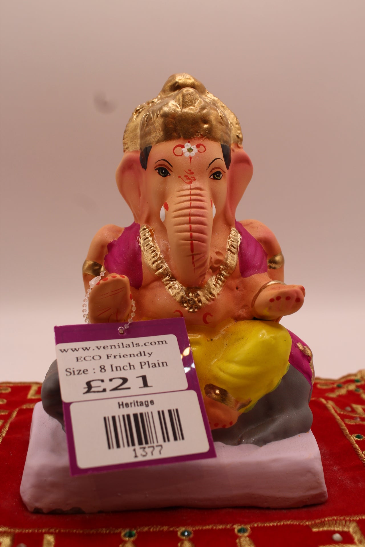 6 inch eco-friendly Ganesh idol reclining on the mushak, front