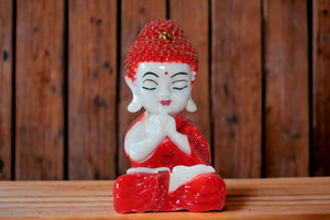 Buddha buddh buddha sitting medium Showpiece Home decore OrangeRedRed