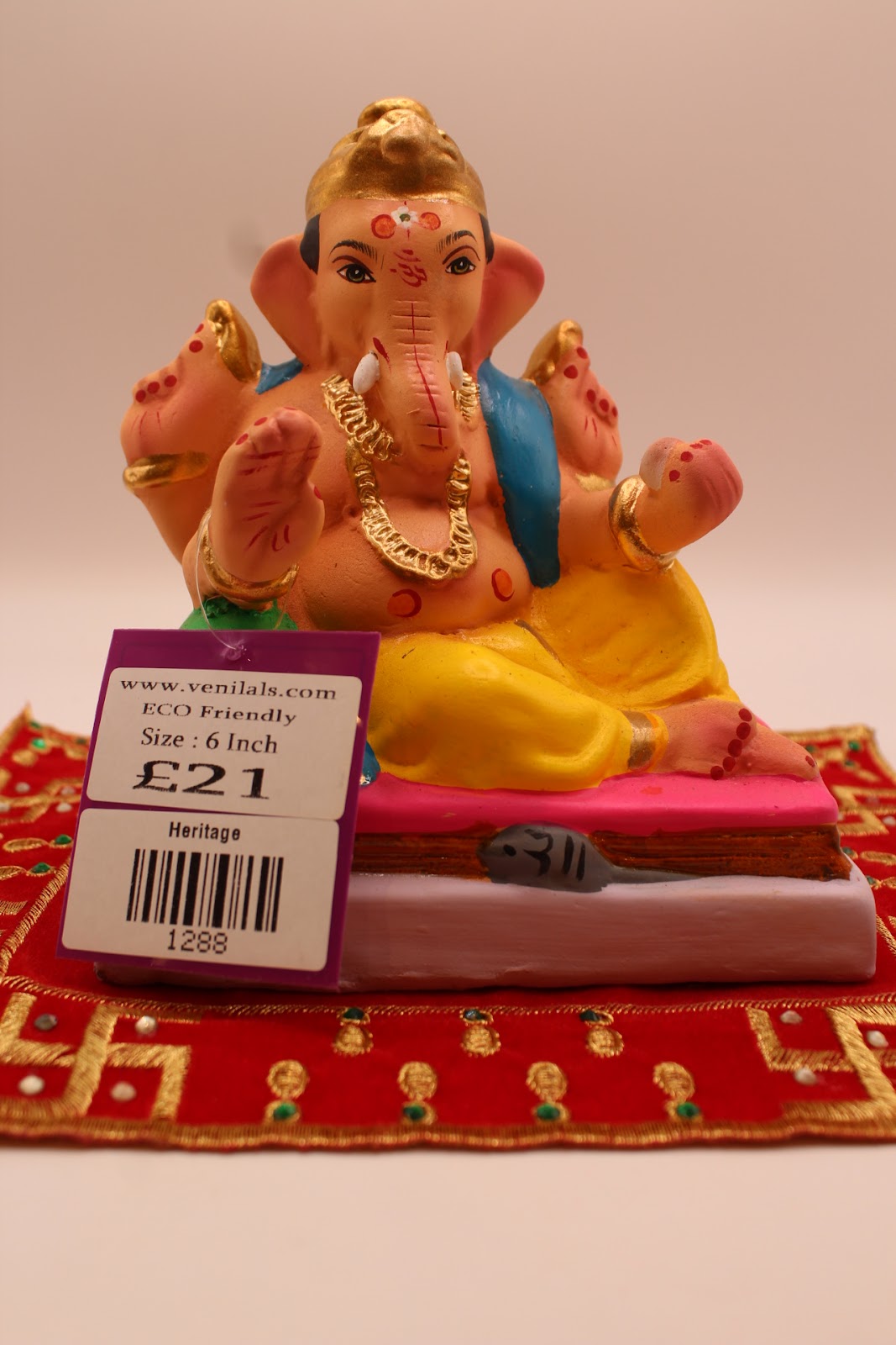 Eco-friendly 6 inch Ganesh idol with price tag