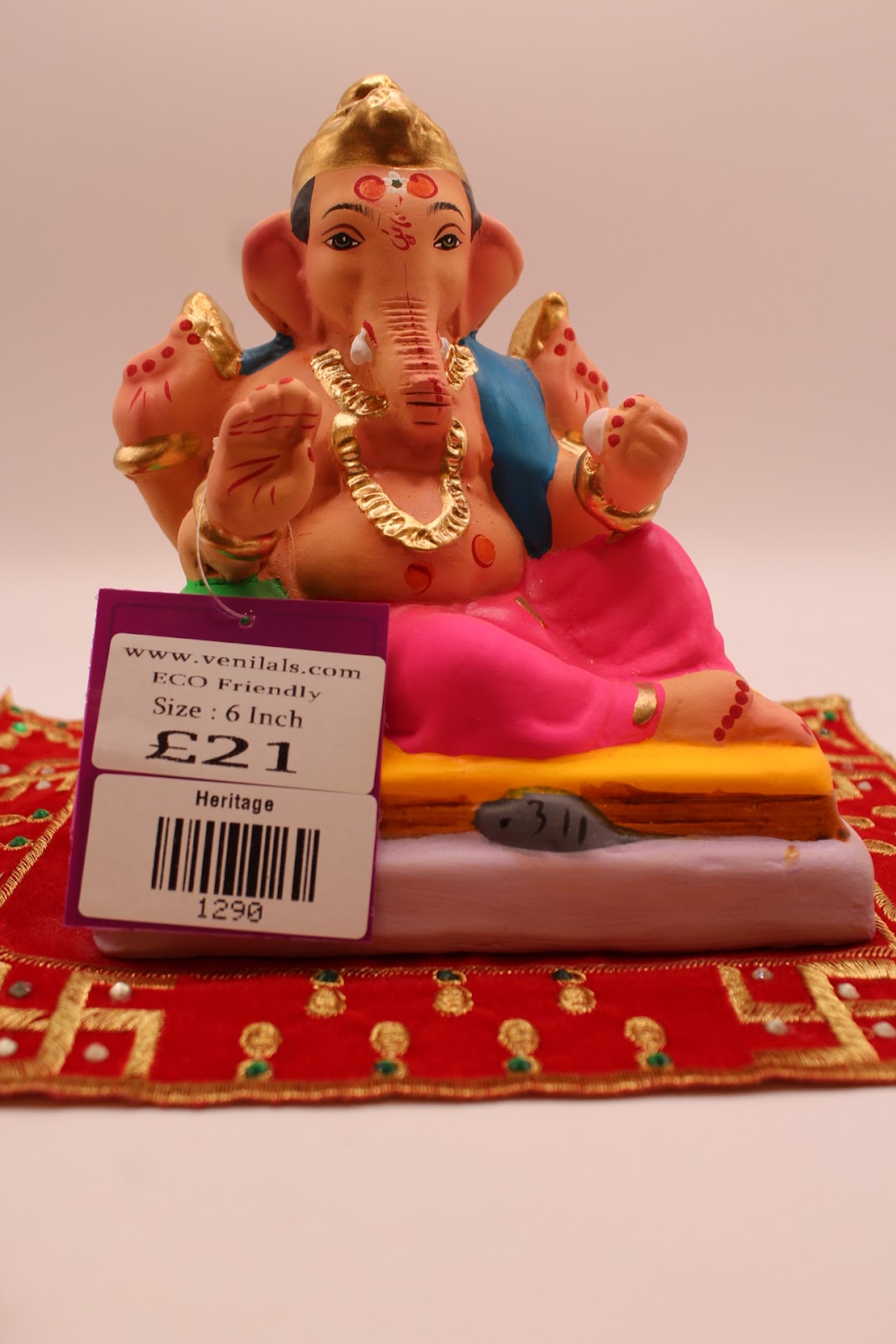 Eco-friendly 6 inch Ganesh idol with price tag