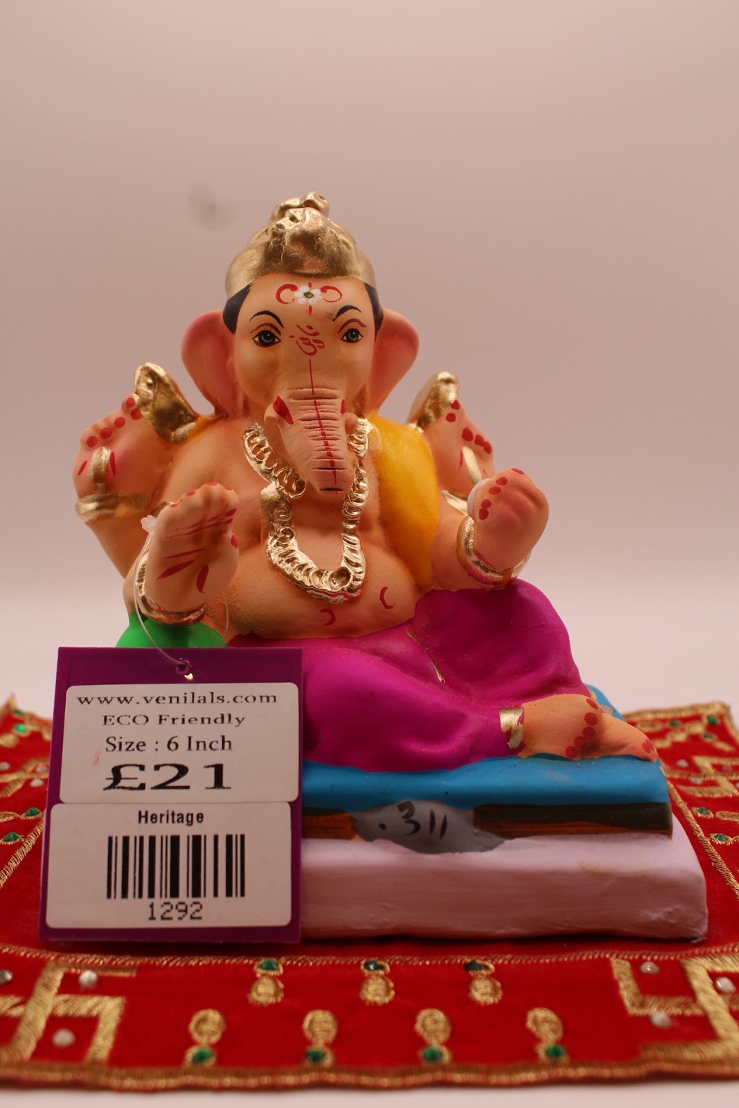Eco-friendly 6 inch Ganesh idol with price tag