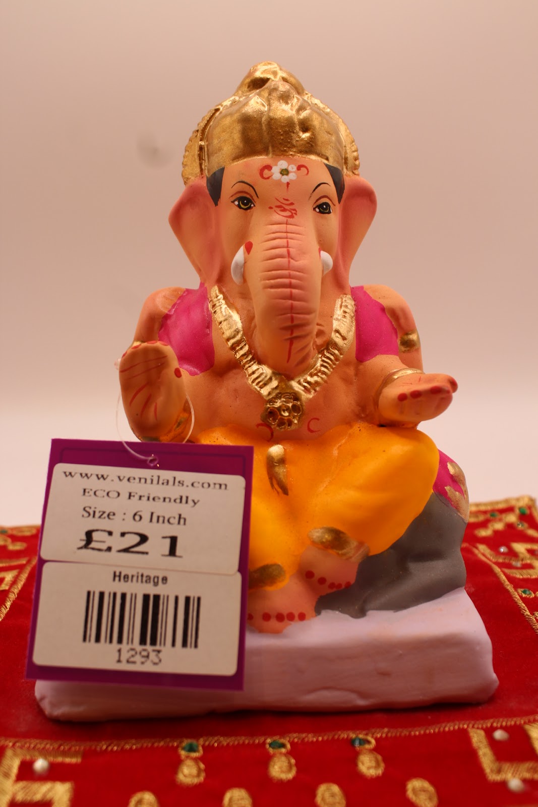 Eco-friendly 6 inch Ganesh idol with price tag