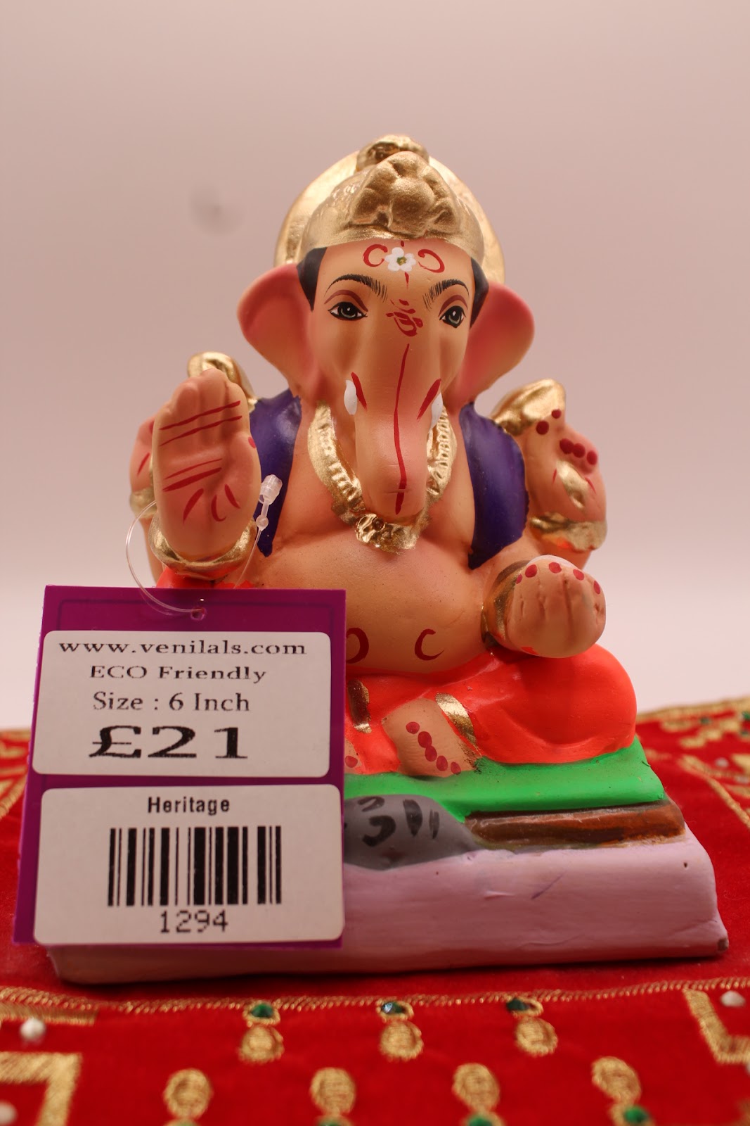 Eco-friendly 6 inch Ganesh idol with price tag