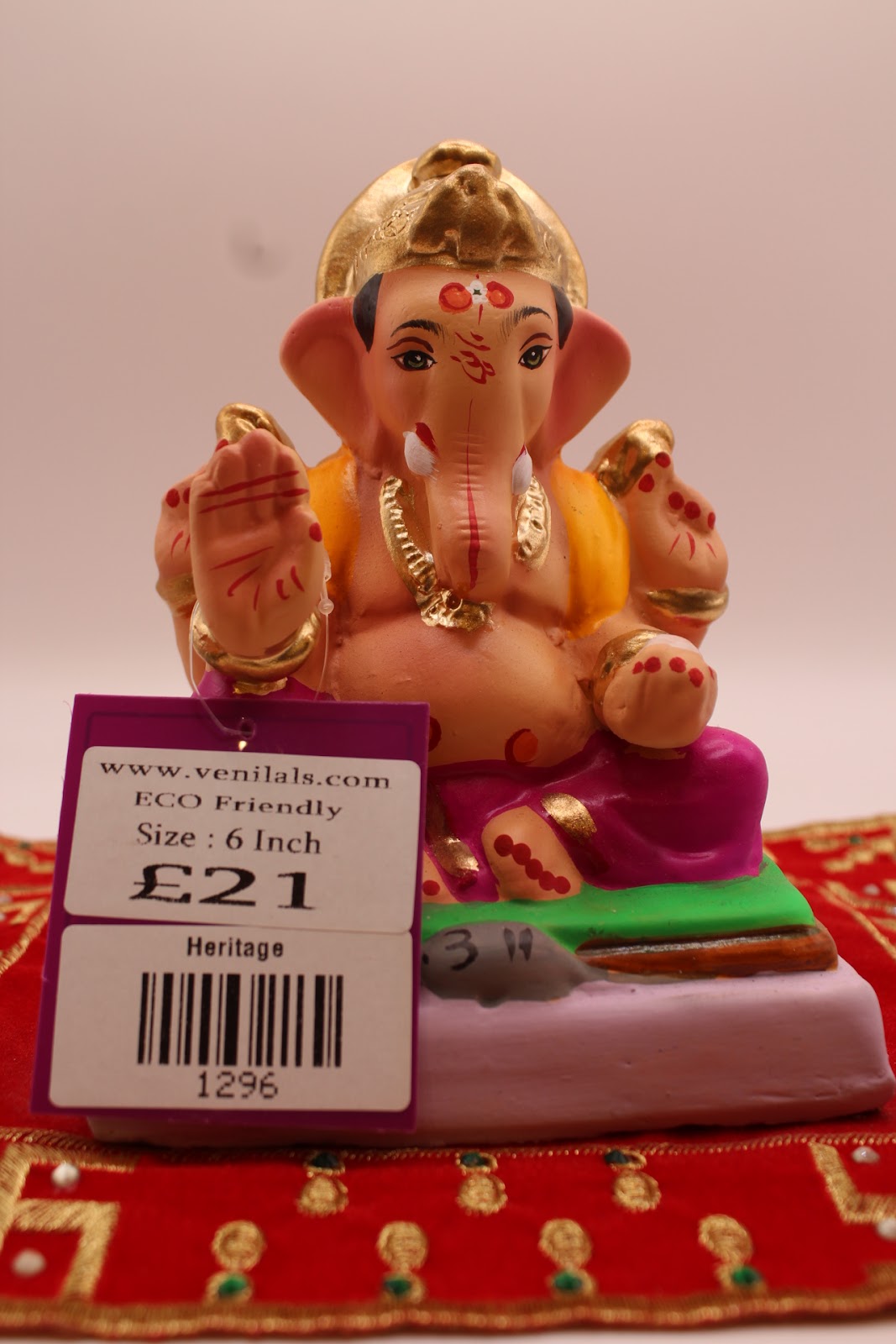 Eco-friendly 6 inch Ganesh idol with price tag