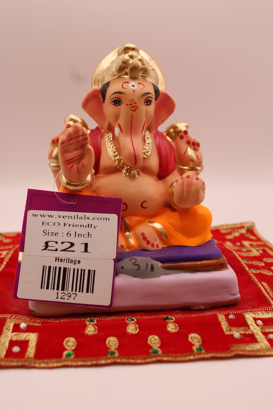 Eco-friendly 6 inch Ganesh idol with price tag