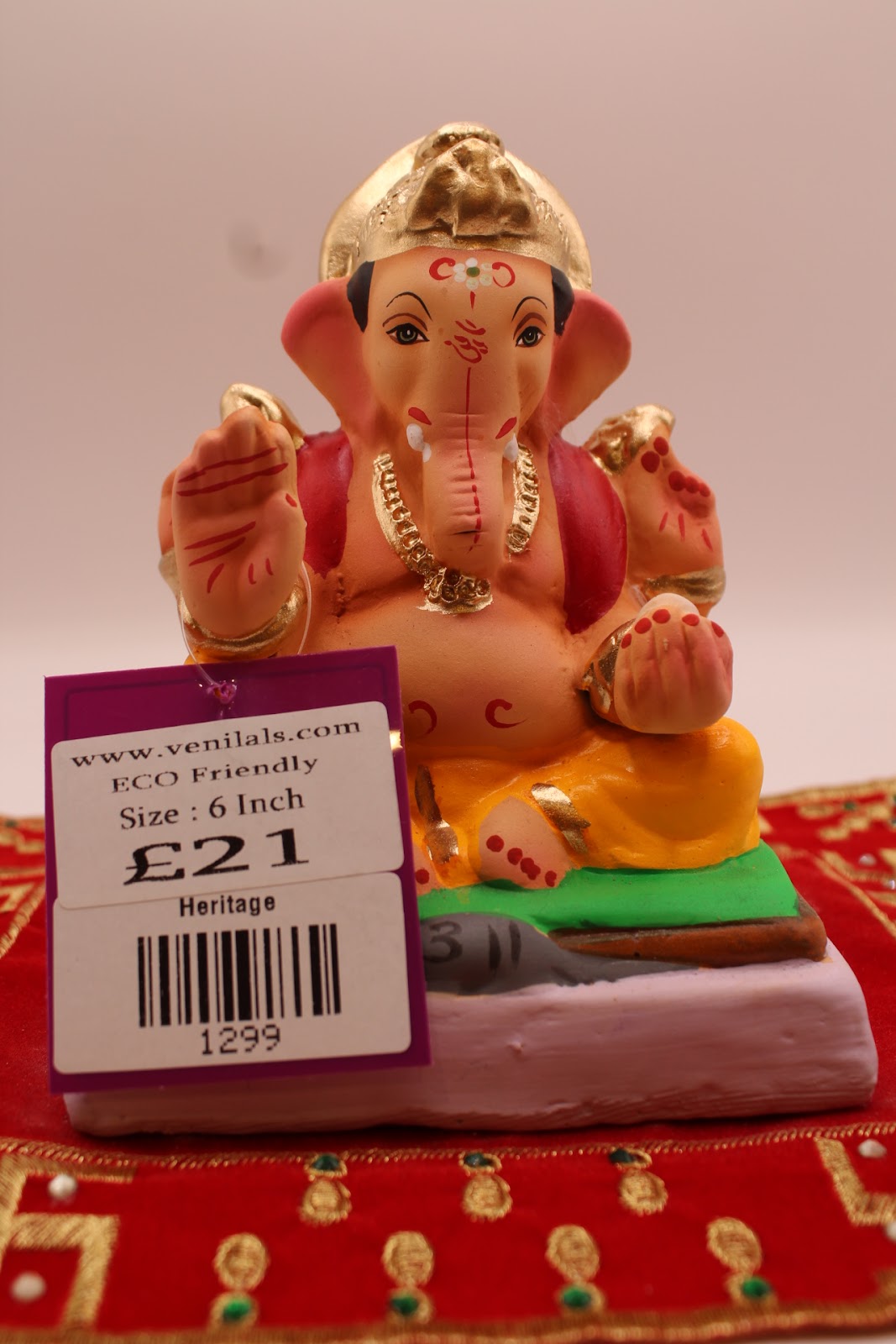 Eco-friendly 6 inch Ganesh idol with price tag