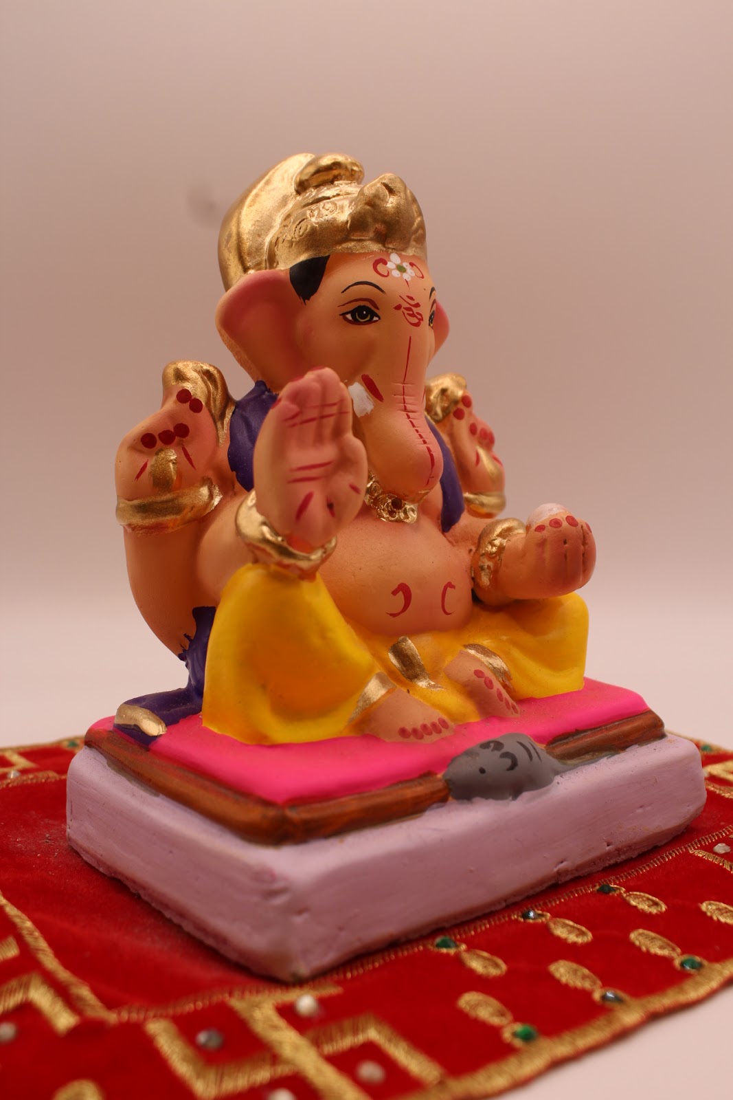 Eco-friendly 6 inch Ganesh idol, side view