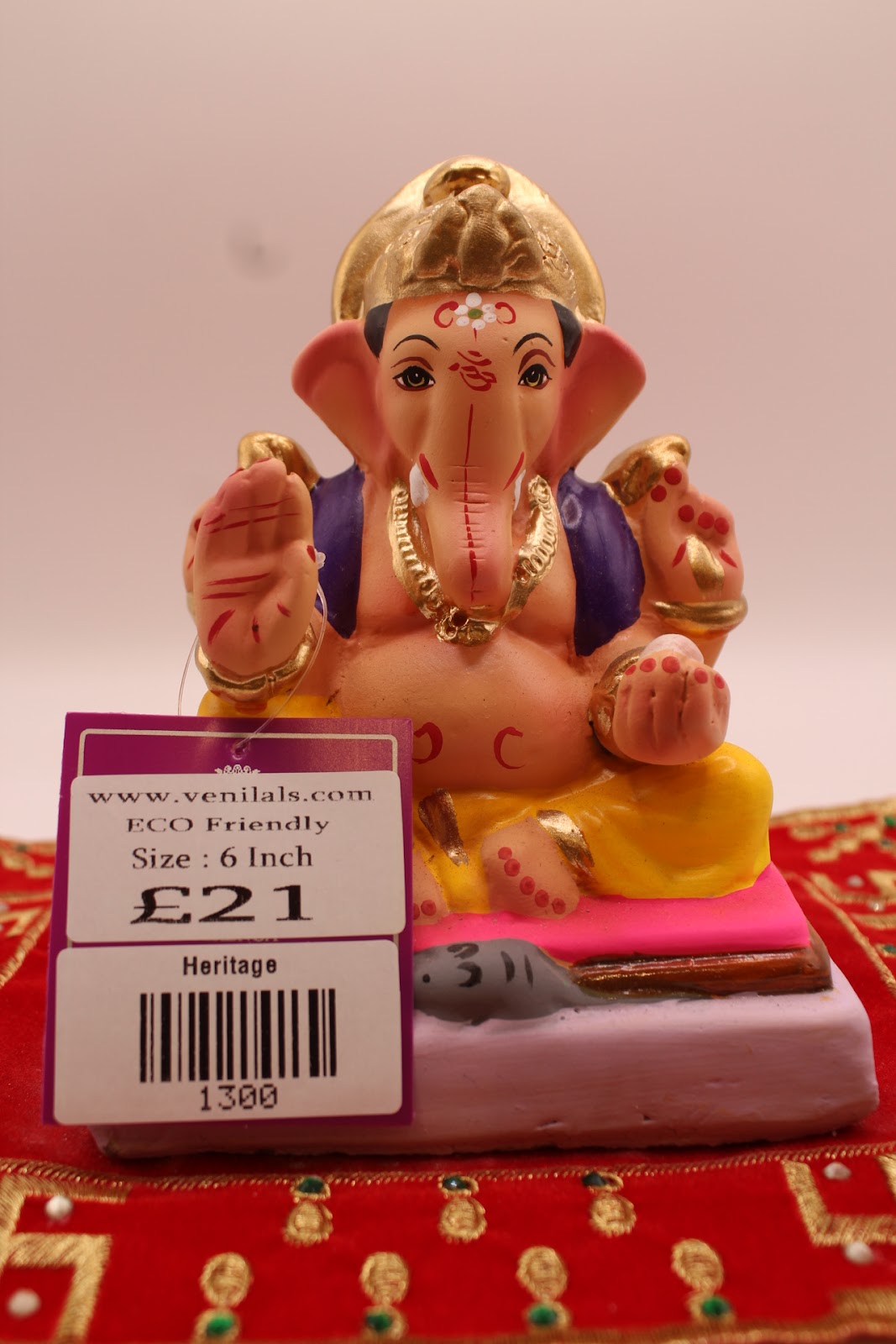 Eco-friendly 6 inch Ganesh idol with price tag