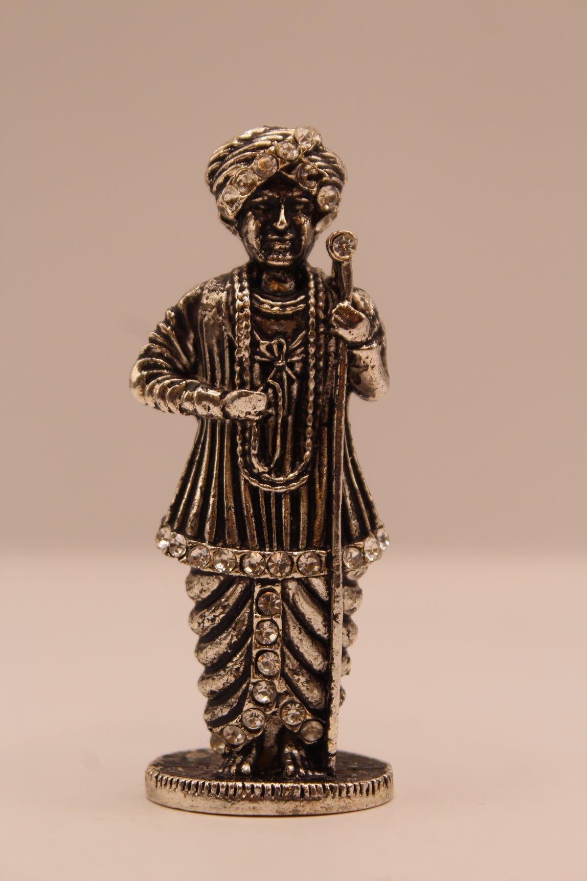 Jalaram Bapa Murti – Silver Finish Metal, 3 inch – front view