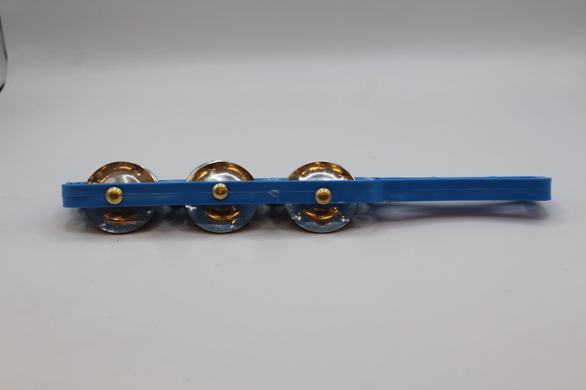 Blue kartal manjeera with handle, 27 x 5 inch — side