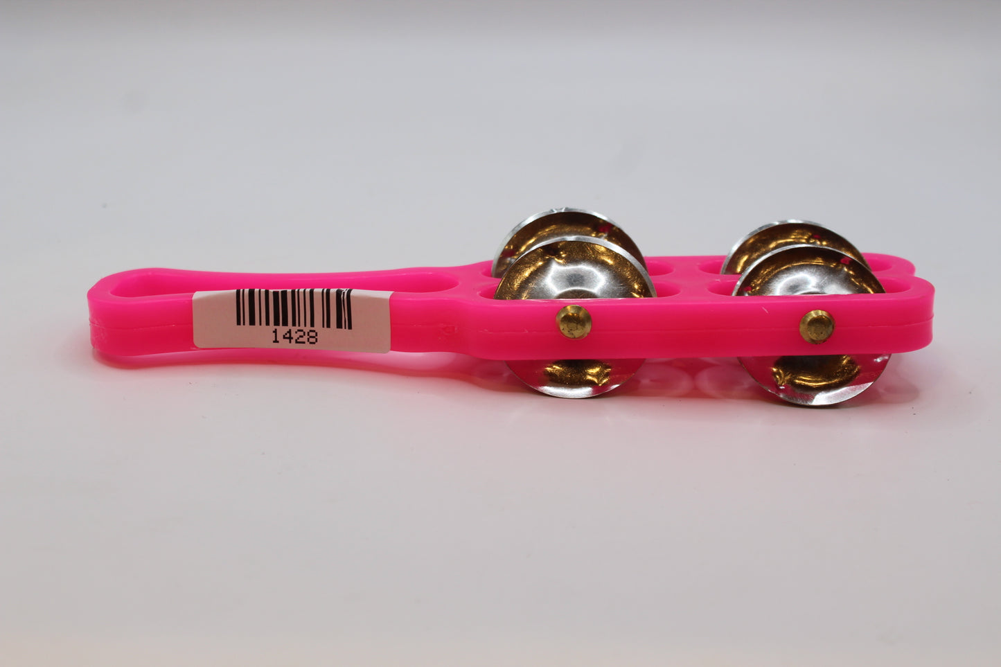 Pink kartal manjeera with handle, 21 x 5 inch — barcode label