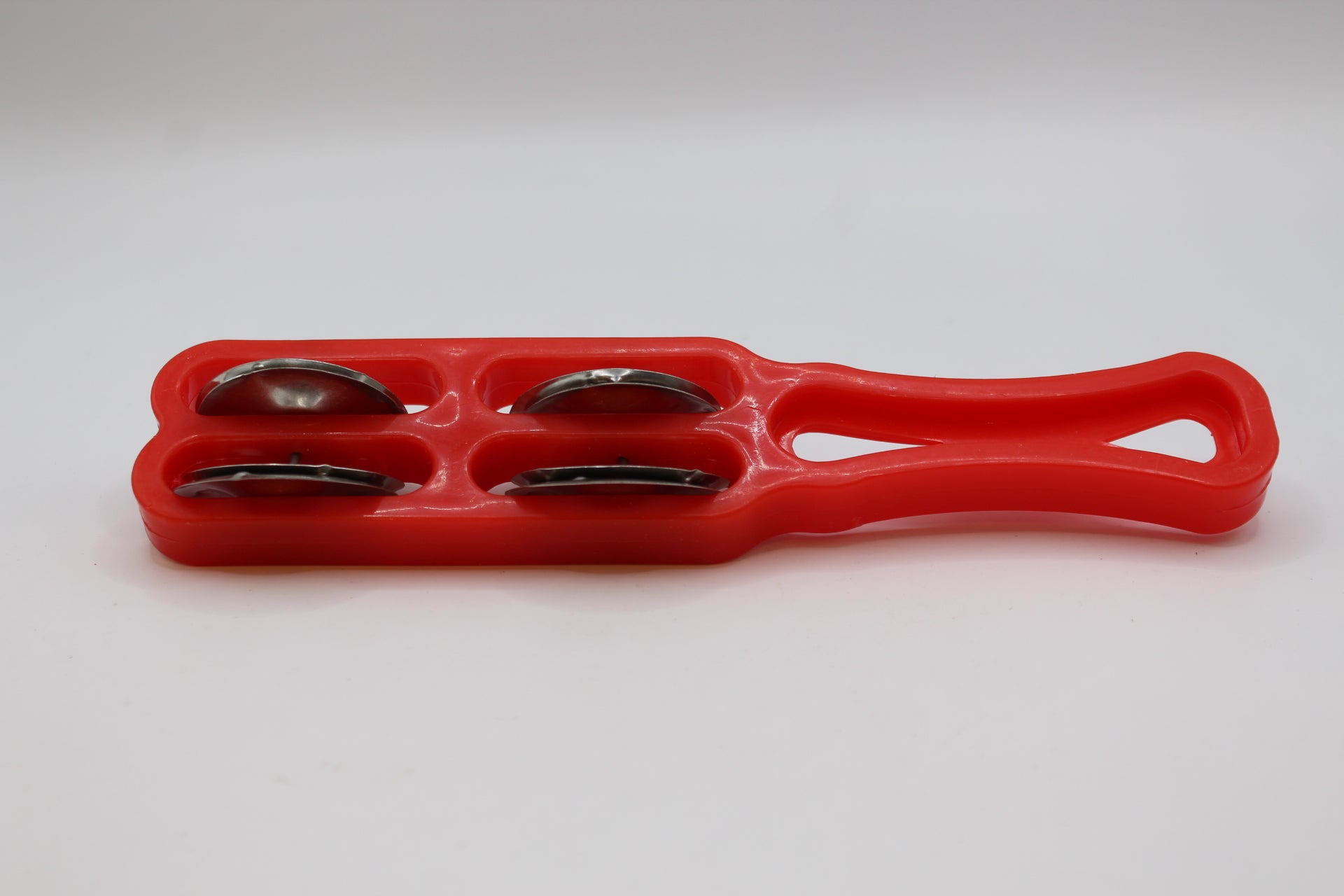 Red kartal manjeera with handle, 21 x 5 inch — side