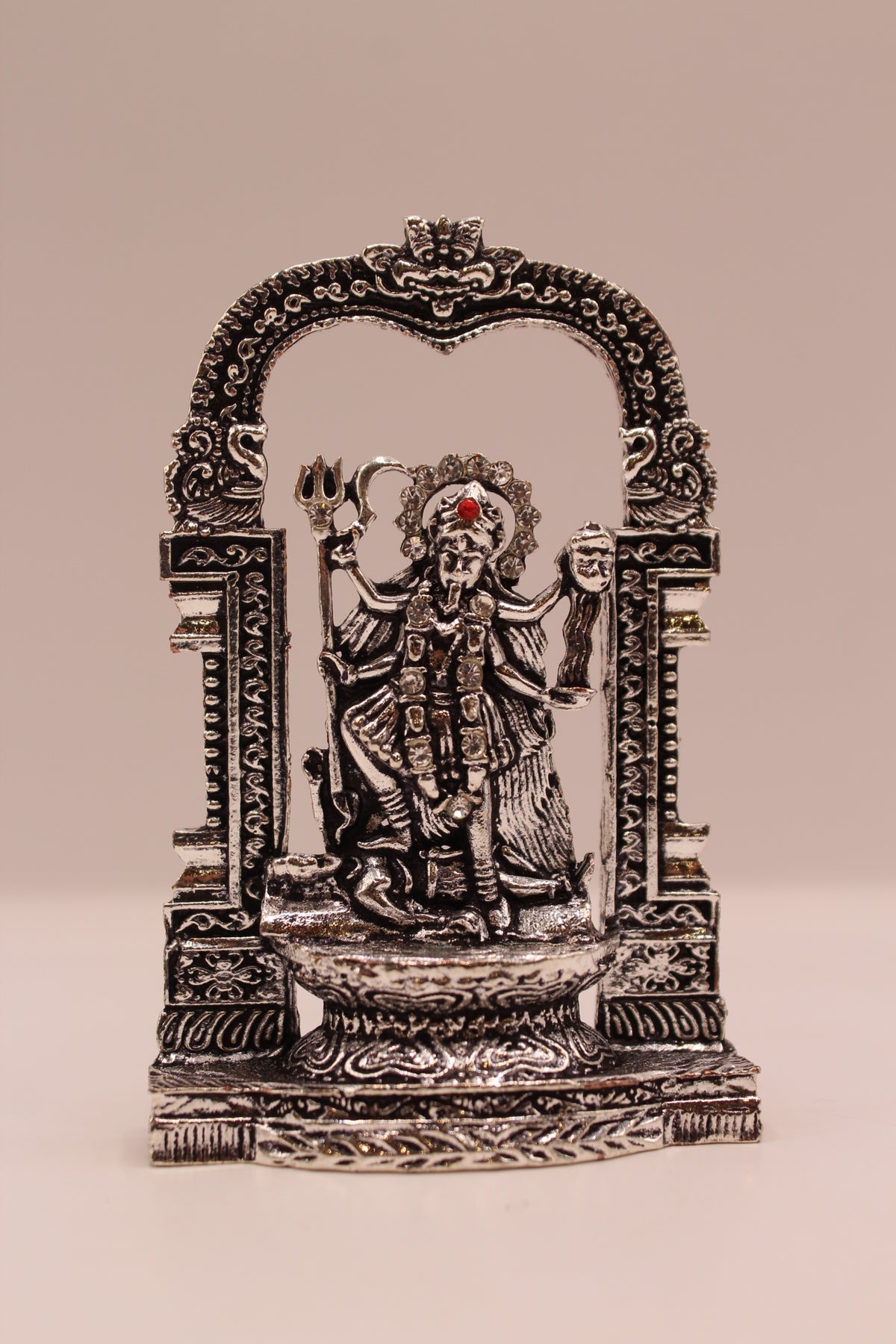 Mahakali Murti – Silver Finish Metal, 3.5 inch – front view