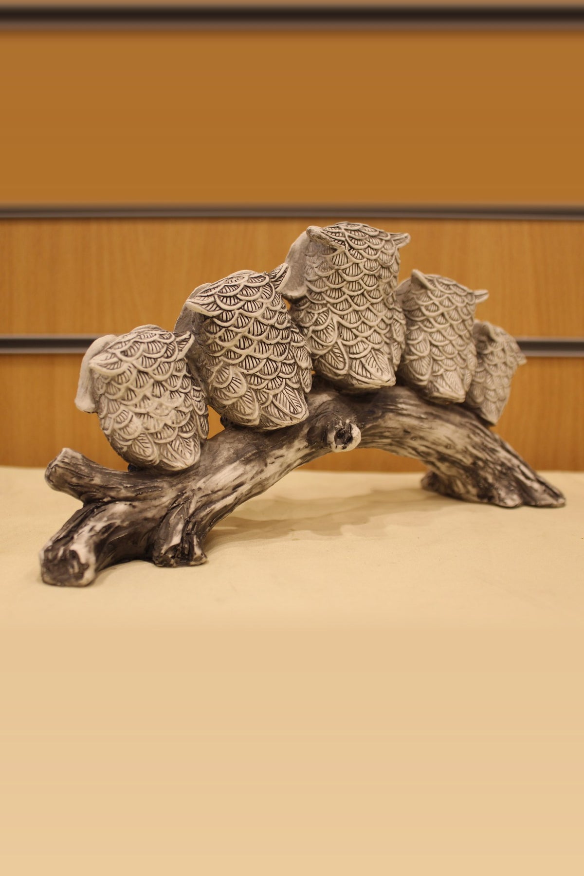 Owls on a Branch Sculpture – Five Owls, 12 inch – back view