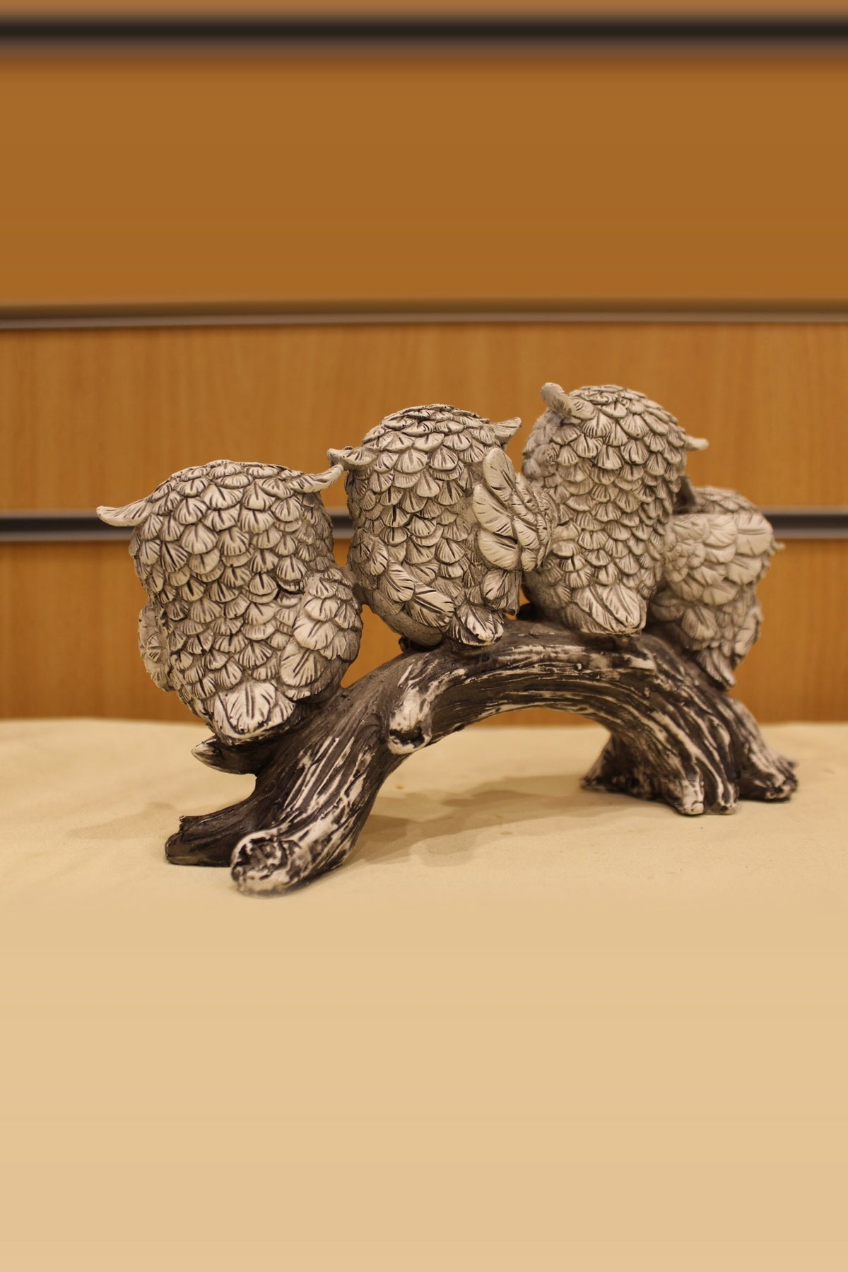 Owls on a Branch Sculpture – Four Owls, 9 inch – back view