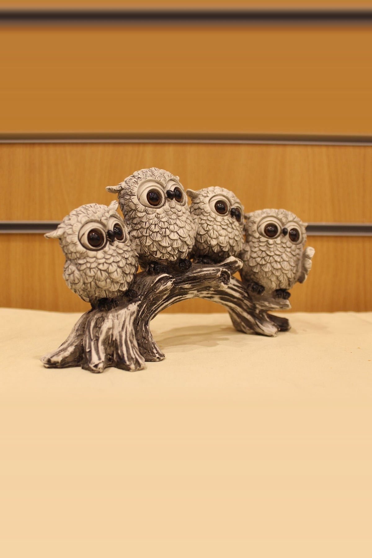 Owls on a Branch Sculpture – Four Owls, 9 inch – left side view