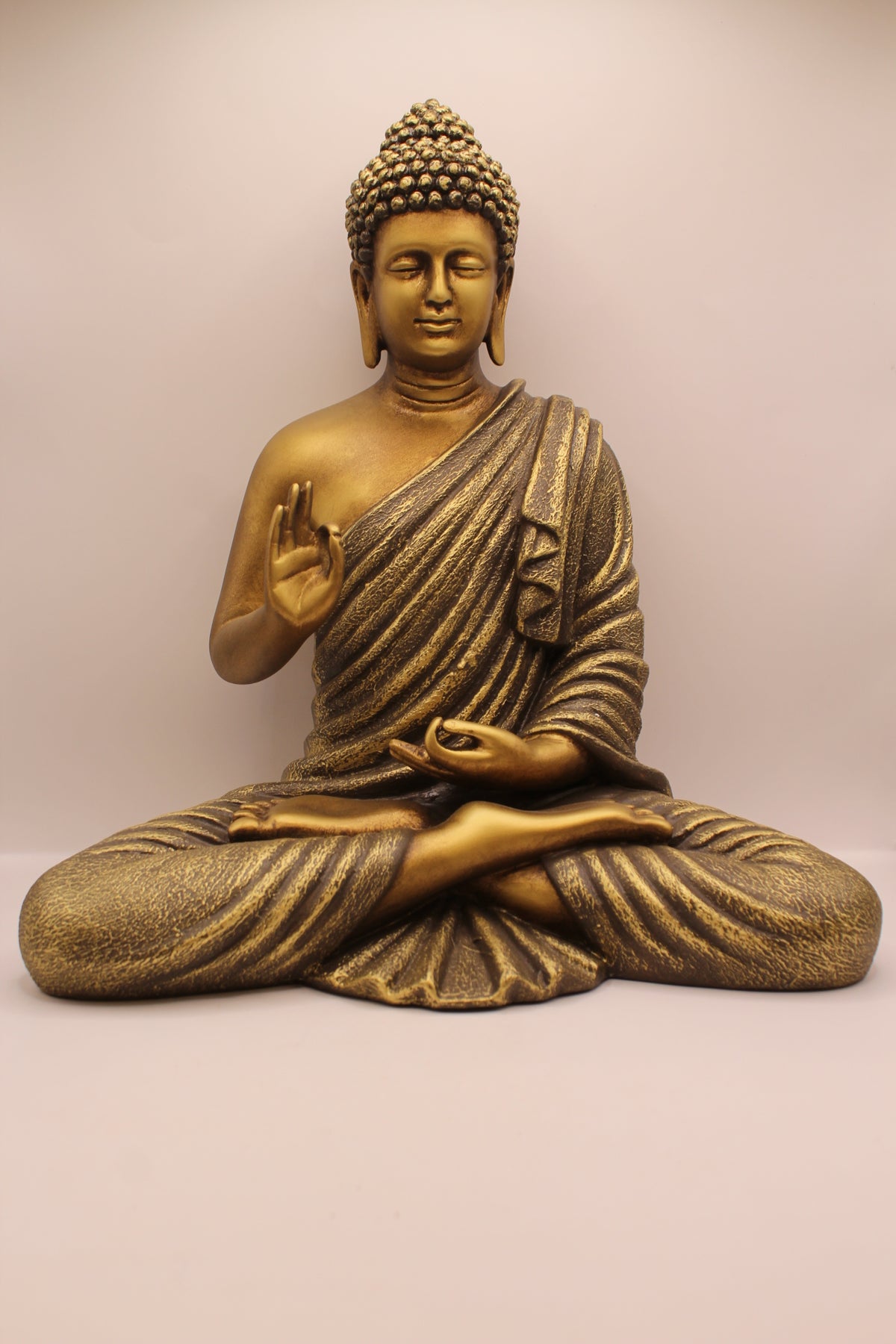 Antique gold resin Buddha statue, front