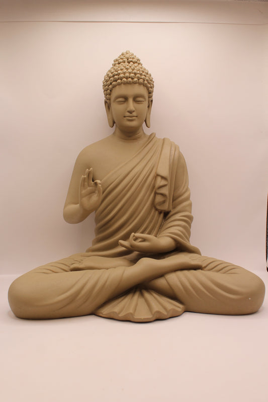 Light greige resin Buddha statue, front