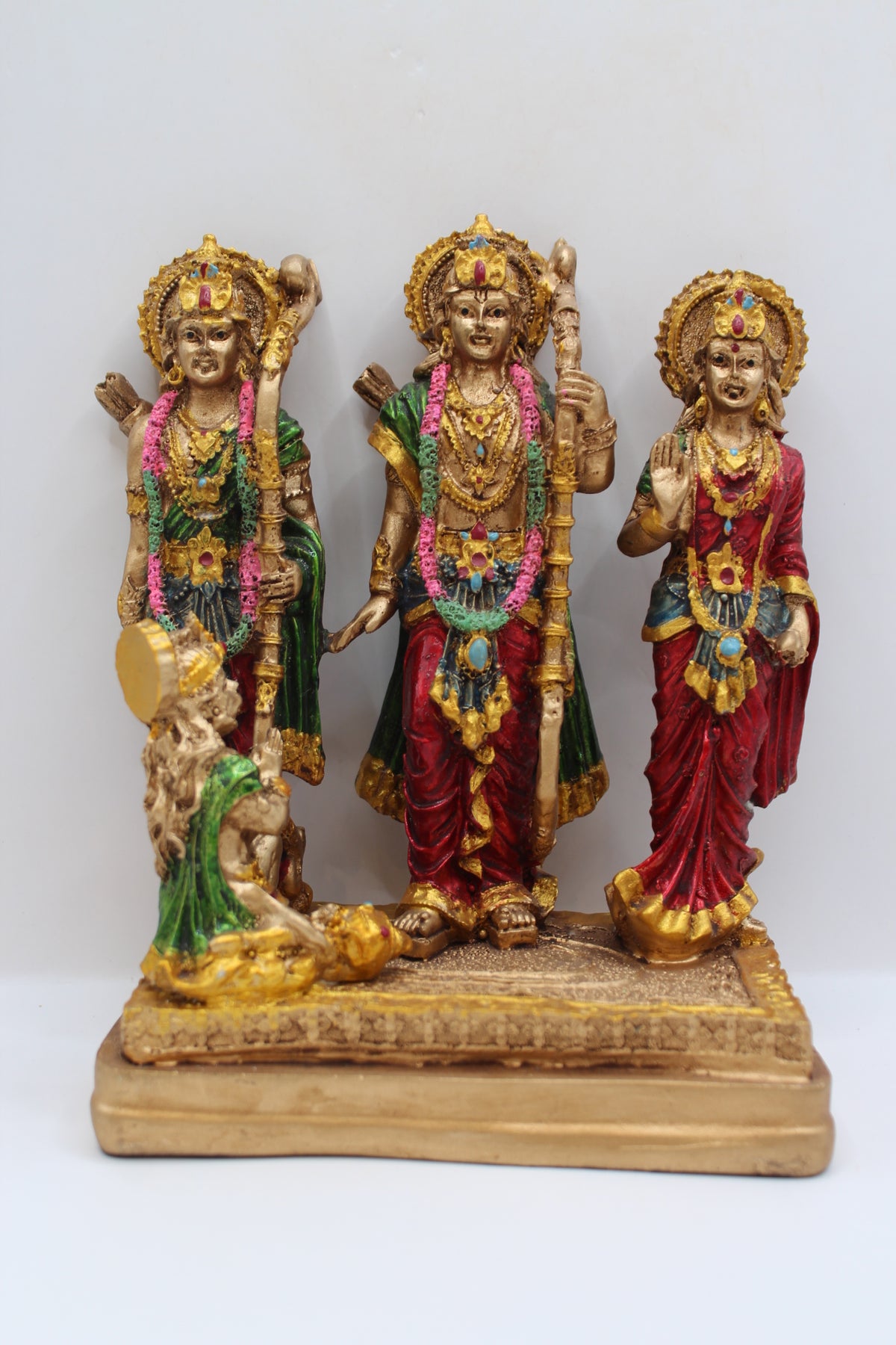 Resin Ram Darbar statue, antique bronze finish, front view