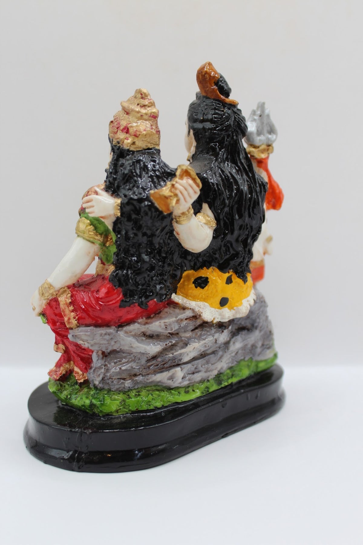 Painted resin Shiv Parivar murti, back view