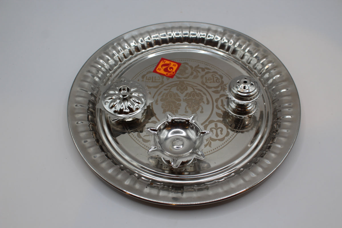 Steel pooja thali 9.5 inch, other side