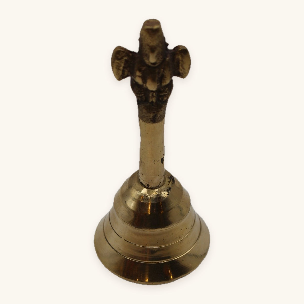 Brass pooja bell, three quarter view