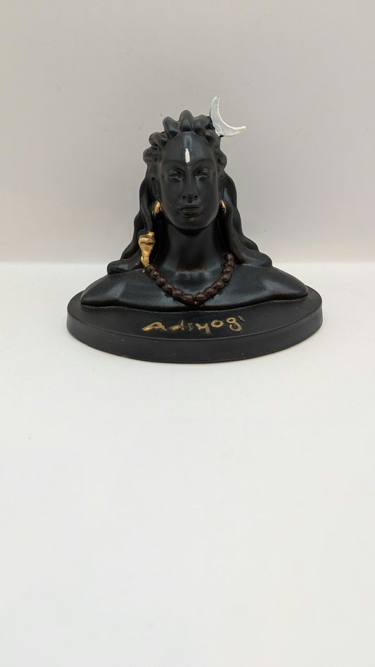 Black Adiyogi Shiva statue, front view