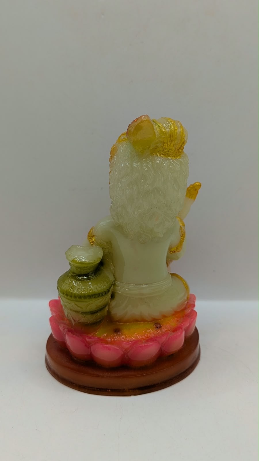 Laddu Gopal baby Krishna statue on pink lotus, other side view