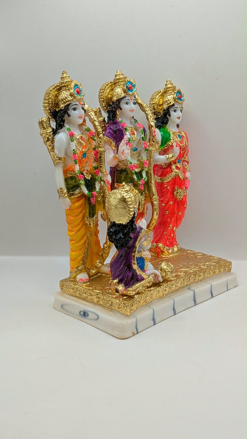 Ram Darbar Resin Statue – Colourful with Gold Base, 9 inch
