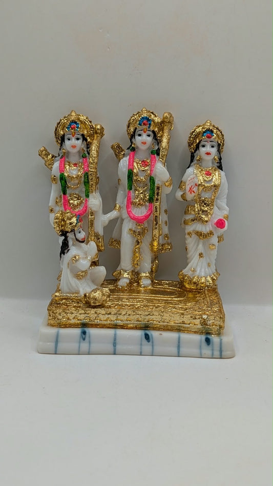 White and gold Ram Darbar statue, front view