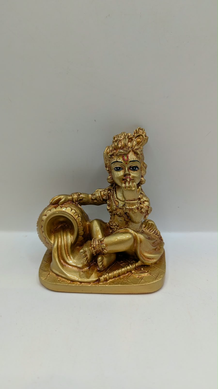 Gold Makhan Chor baby Krishna statue, front view