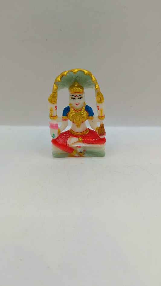 Small white Padmavati Devi statue, front view