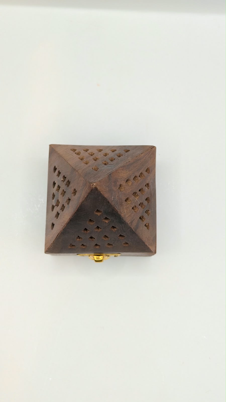 Wooden pyramid dhoop burner, top view
