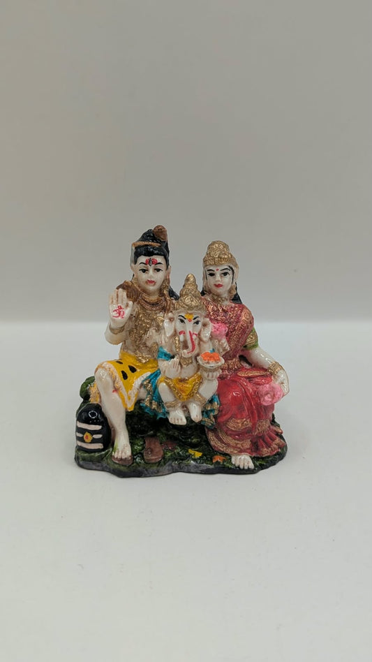 Shiv Parivar statue with black Shivling, front view